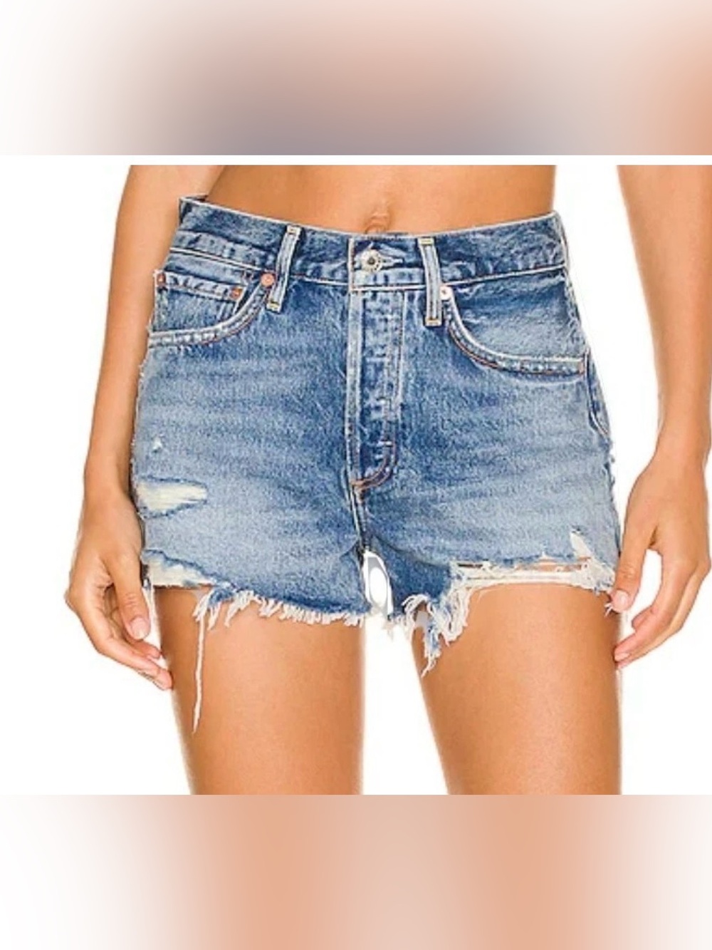 Agolde Parker Vintage Cut Off Distressed Shorts Clutch Blue Size 29